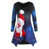T-shirt Tunique Motif de Père Noël Grande Taille - Bleu 2X