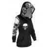 Sweat-Shirt à Capuche avec Fermeture Éclair à Imprimé Crâne D'Halloween - Noir L