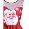 Christmas Bell Santa Claus Snowflake Lace Insert Dress - RED 2XL