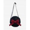 Sac à Bandoulière Rond à Volants avec Nœud Papillon en Canevas - Rose Brûlé 