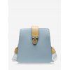 Sac à Bandoulière Carré en Blocs de Couleurs - Bleu gris 