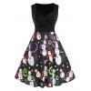 Robe Ligne A à Imprimé Bonhomme de Neige de Grande Taille - Noir 1X