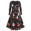 Ensemble de Robe Père Noël et de Robe à Manches Longues Grande Taille - Noir 2X