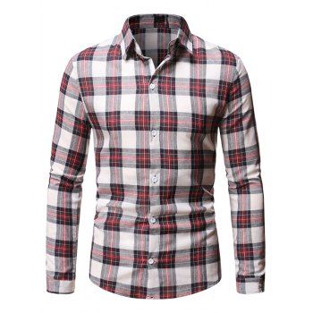 

Casual Plaid Pattern Long Sleeve Shirt, Pink