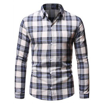 

Casual Plaid Pattern Long Sleeve Shirt, Light blue