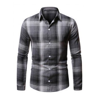 

Button Up Plaid Print Shirt, Black