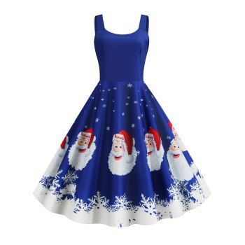 

Santa Claus Snowflake Christmas Plus Size Dress, Blue