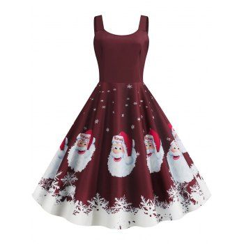 

Santa Claus Snowflake Christmas Plus Size Dress, Deep red