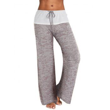 Image of Drawstring Heathered Wide Leg Pants