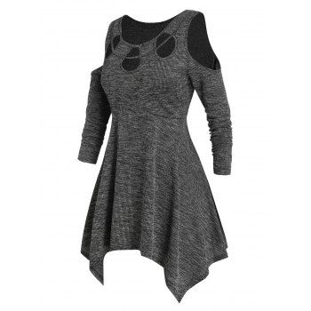 

Plus Size Cold Shoulder Cut Out T Shirt, Black