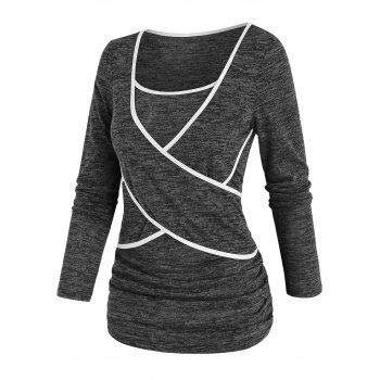 

Contrast Tipping Marled Criss Cross T Shirt, Carbon gray