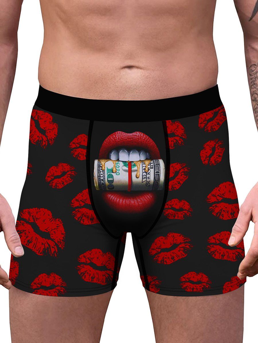 [36% OFF] 2022 Lip Allover Pattern Boxers In RED | DressLily