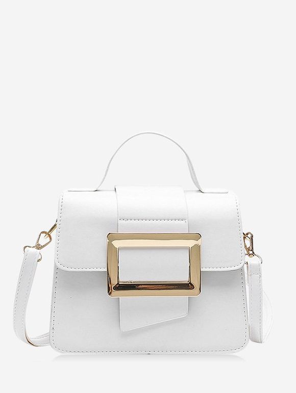 Sac à Bandoulière Rétro Rectangle Embelli - Blanc 
