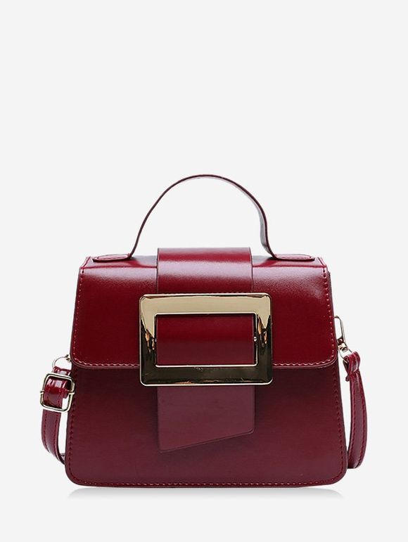 Sac à Bandoulière Rétro Rectangle Embelli - Rouge Vineux 