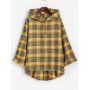 Plus Size Hooded Plaid High Low Top - GREEN L