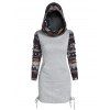 Hooded Tribal Print Cinched Knitwear - ASH GRAY M