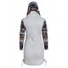 Hooded Tribal Print Cinched Knitwear - ASH GRAY 3XL