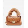Quilted Fluffy Handle Crossbody Handbag - DEEP BROWN 