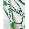 Criss Cross Keyhole Floral Leaves Print Tankini Swimwear - DEEP GREEN S