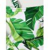 Maillot de Bain Tankini Croisé à Imprimé Fleuri Feuille avec Trou de Serrure - Vert profond S