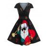 Robe Superposée à Imprimé Père Noël - Noir 2XL