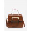 Sac à Bandoulière Rétro Rectangle Embelli - Brun 