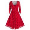 Robe de Noël Croisée avec Imprimé Flocon de Neige en Maille de Grande Taille - Rouge 5X