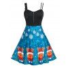 Robe Asymétrique à Bretelle Cerf Imprimé de Grande Taille - Noir 2X