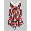 Robe Père Noël Imprimé de Grande Taille à Col Fourré - multicolor 1X