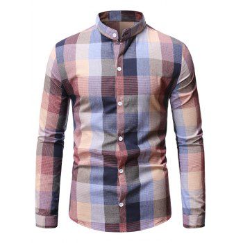 

Long Sleeve Plaid Patterned Button Down Shirt, Light pink