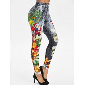 

Christmas Balls Santa Claus 3D Print Skinny Jeggings, Gray