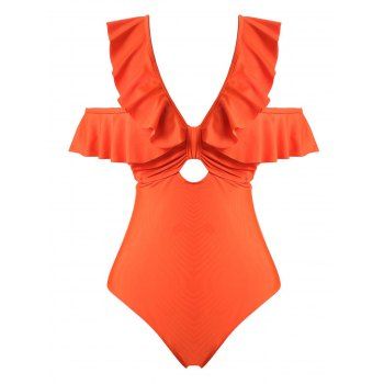 

Plus Size Ruffle Cutout Knot One-piece Swimsuit, Orange