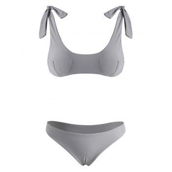 

Tie Shoulder Scrunch Butt Tank Bikini Swimwear, White