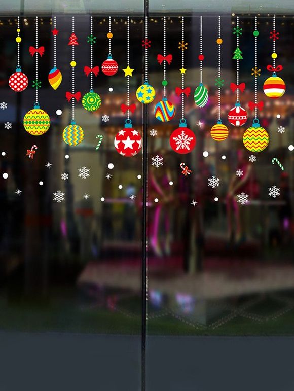 Ensemble d'Autocollant Mural de Noël Boule Imprimée - multicolor A 45X60CM