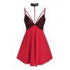 Ensemble de Body Lingerie à Bretelle en Dentelle Insérée de Grande Taille - Rouge 5X