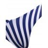 Striped High Cut Cami Bikini Swimwear - BLUE XL