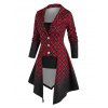Ensemble de Manteau Ombre à Carreaux Irrégulier et de Camisole - Noir 3XL