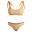 Striped Tie Shoulder High Cut Bikini Swimwear - DARK ORANGE L
