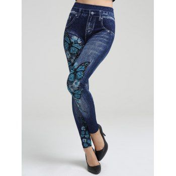 Image of High Waisted Butterfly D Print Jeggings