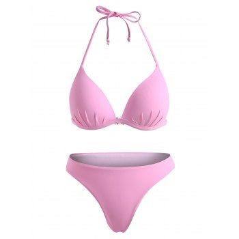 

Halter High Leg Cheeky Bikini Swimwear, Light pink
