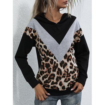 

Leopard Mix Chevron Hoodie, Black