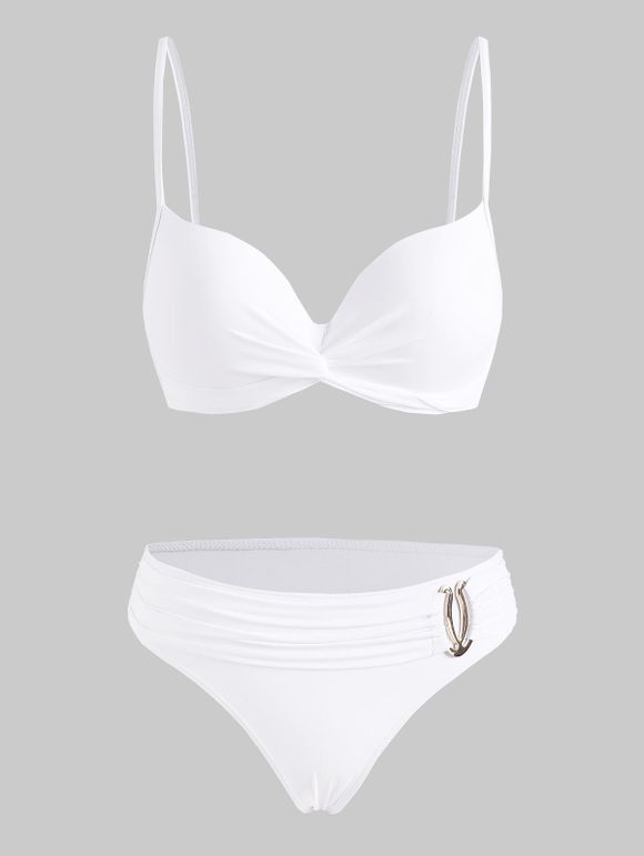 Maillot de Bain Bikini Moulé avec Ceinture - Blanc XL