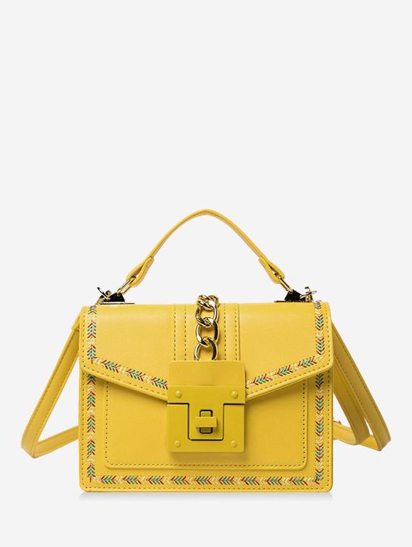 Sac à Bandoulière Cousu Rectangle en Blocs de Couleurs - Jaune 