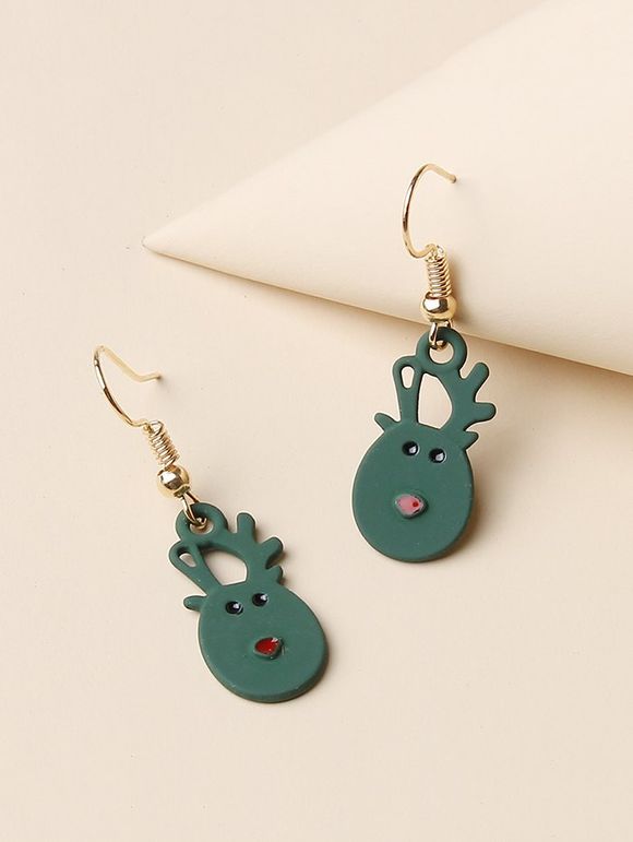 Boucles d'Oreilles Pendantes en Forme de Cerf de Noël - d'or 