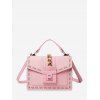 Sac à Bandoulière Cousu Rectangle en Blocs de Couleurs - Rose 