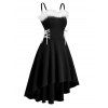 Robe de Noël Haute Basse en Fausse Fourrure Insérée à Lacets - Noir M