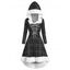 Robe à Capuche Haute Basse à Carreaux en Fausse Fourrure à Lacets - Noir S