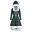 Robe à Capuche Haute Basse à Carreaux en Fausse Fourrure à Lacets - Vert profond 3XL