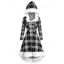 Robe à Capuche Haute Basse à Carreaux en Fausse Fourrure à Lacets - Blanc 2XL