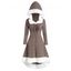 Hooded Lace Up Faux Fur Panel Marled Asymmetrical Dress - COFFEE 2XL